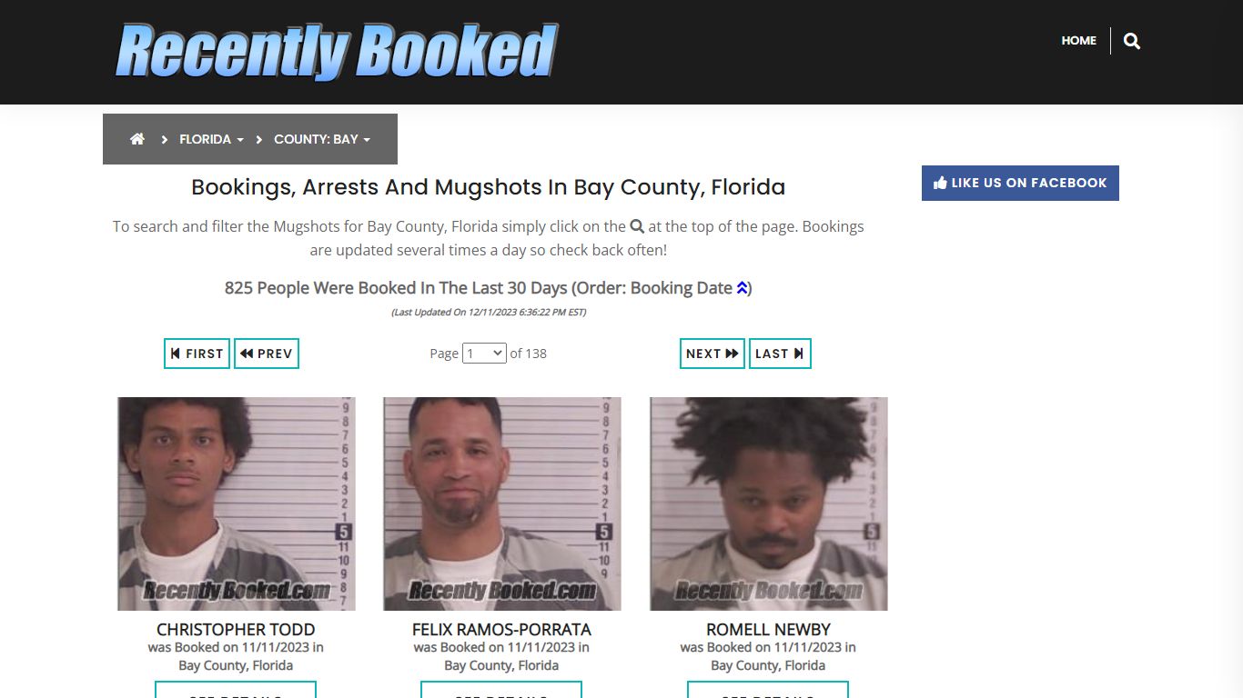 Recent bookings, Arrests, Mugshots in Bay County, Florida - Recently Booked